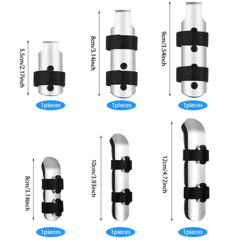 BBTO 6 Pcs Finger Splint Metal Support Finger Brace Arthritis Knuckle Immobilization with Soft Foam Inner Band and Protective Vent for Adults and Children, 2 Styles, Different Sizes(Black) - Image 3