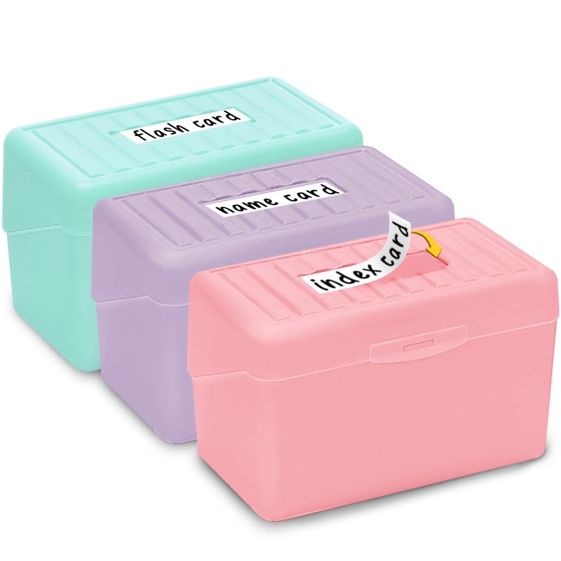H4D Index Card Holder 3x5, Index Card Box Organizer Case, 3x5 Flash Note Card Holder, 3 Packs (Pastel Colors) - Image 1