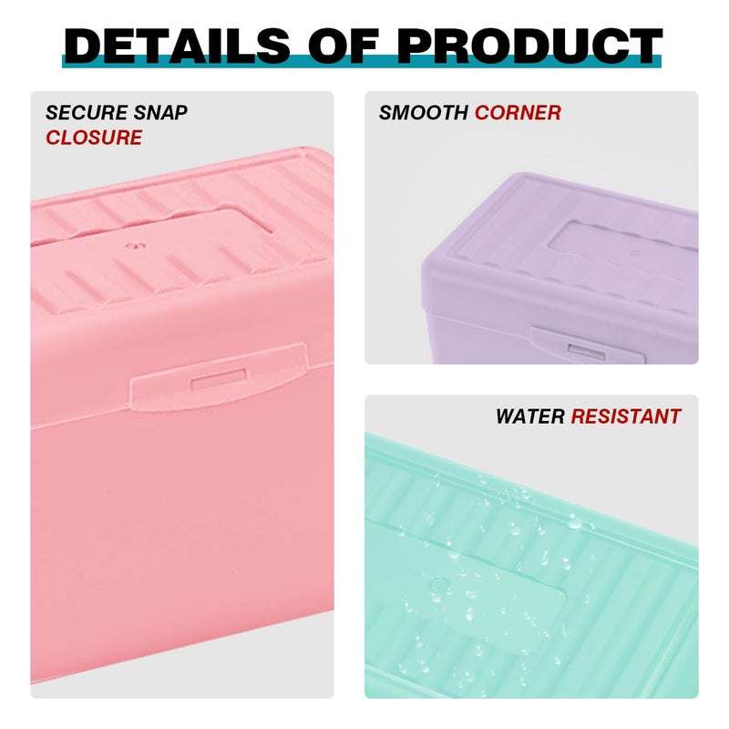 H4D Index Card Holder 3x5, Index Card Box Organizer Case, 3x5 Flash Note Card Holder, 3 Packs (Pastel Colors) - Image 5
