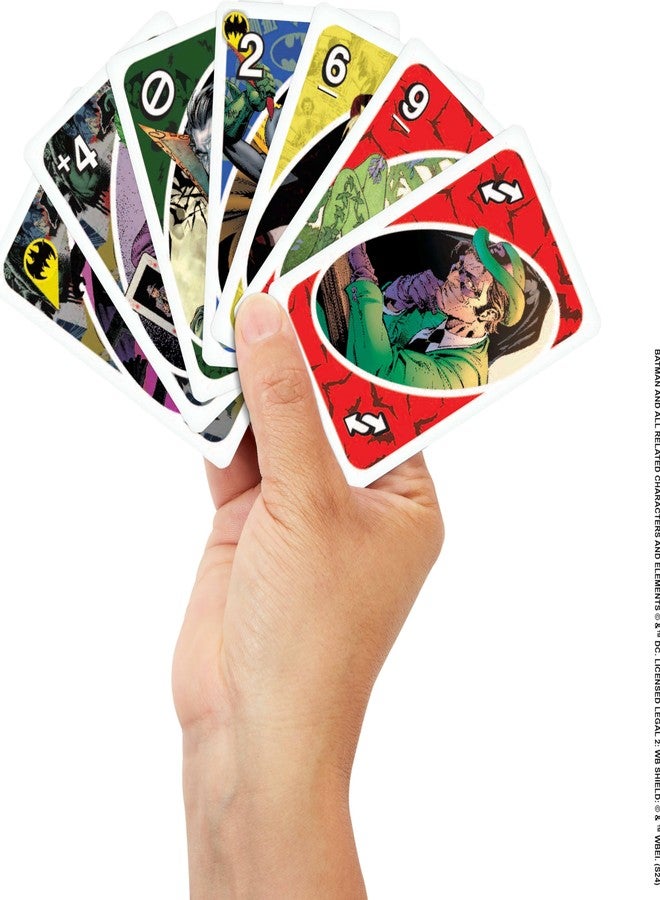 Mattel Games UNO Batman Card Game for Kids, Adults & Family with Collectible Deck & Special Rule Inspired by Batman Comics - Image 2
