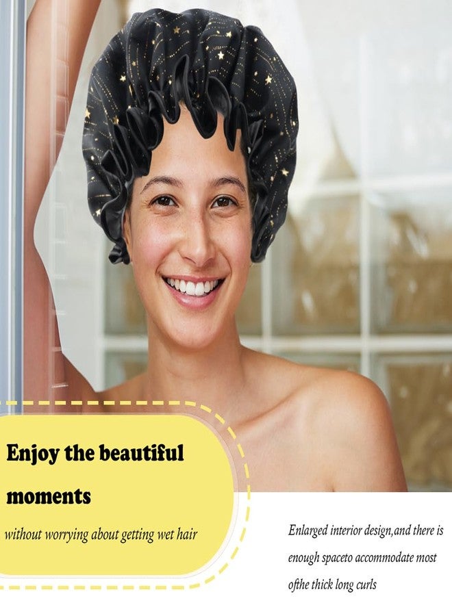 TCOTBE 4 Pieces Shower Caps for Women, Double layer shower cap, Elastic Reusable Bathing Hair Cap Environmental Protection Hair Bath Caps,PEVA Adult Bathing Cap Bath Hair Cover - Image 5