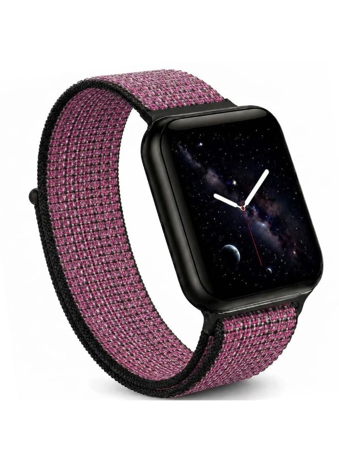 CATANES Breathable Nylon Sport Loop Band Compatible with Apple Watch 44mm 45mm 46mm 49mm for Women Men, iWatch Wrist Straps for Ultra 3 2, Se, Series 11 10 9 8 7 - burgundy black - Image 1