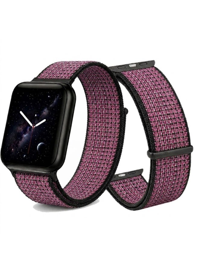CATANES Breathable Nylon Sport Loop Band Compatible with Apple Watch 44mm 45mm 46mm 49mm for Women Men, iWatch Wrist Straps for Ultra 3 2, Se, Series 11 10 9 8 7 - burgundy black - Image 2
