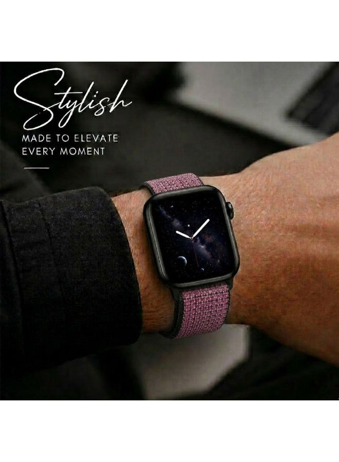 CATANES Breathable Nylon Sport Loop Band Compatible with Apple Watch 44mm 45mm 46mm 49mm for Women Men, iWatch Wrist Straps for Ultra 3 2, Se, Series 11 10 9 8 7 - burgundy black - Image 5