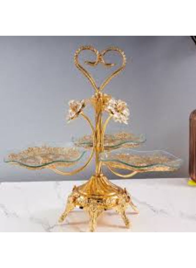 شياله زجاج بحامل معدن كحك و كاندي غير قابل للصدأ 4×1 مقاس كبيره ارتفاع 40سم - Image 1