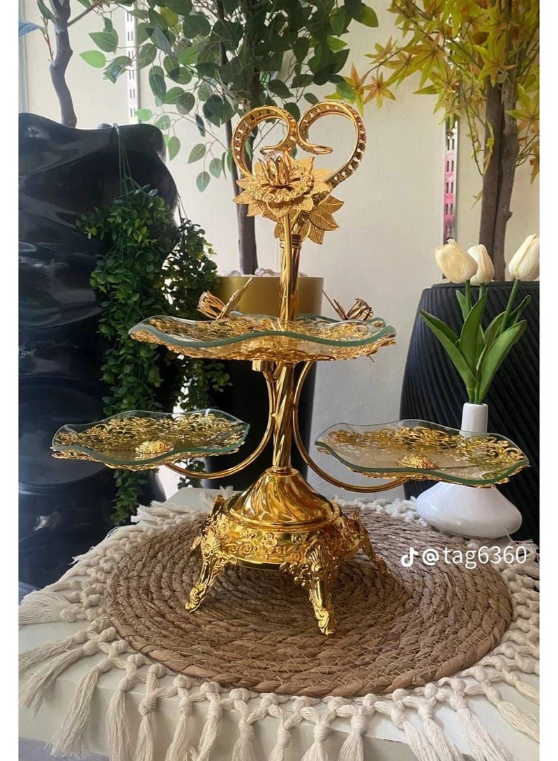 شياله زجاج بحامل معدن كحك و كاندي غير قابل للصدأ 4×1 مقاس كبيره ارتفاع 40سم - Image 2