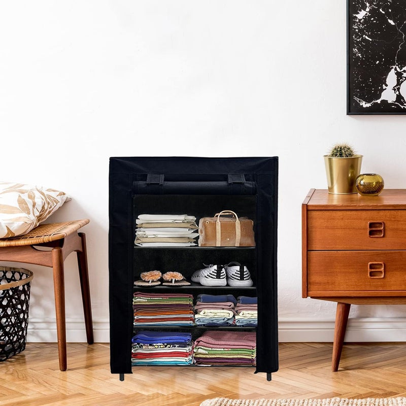 PHILOSHOP PHILOSHOP 4 Layer Black SpaceSaver Collapsible Wardrobe Maximize Your Space with Style - Image 4