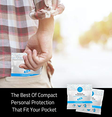pH Advantage Mini Personal Protection Kit To-Go - 10 PACK! Mask, Hand Sanitizing Gel, Sanitizing Cleansing Wipe Packets. PPE On the Go! Single use Disposable Pocket-sized! Ideal for travel! - Image 4