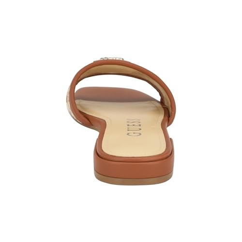 GUESS Women's TAMSEN Flat Sandal, Camel/White 211, 8 - Image 3