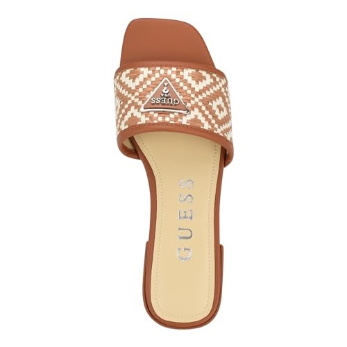 GUESS Women's TAMSEN Flat Sandal, Camel/White 211, 8 - Image 2