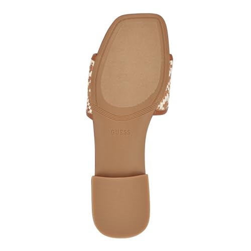 GUESS Women's TAMSEN Flat Sandal, Camel/White 211, 8 - Image 4
