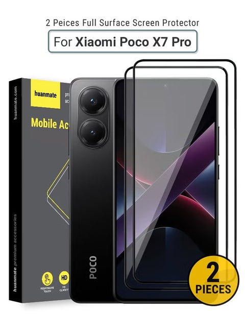 2 Pieces Xiaomi Poco-X7 Pro Screen Protector – Premium Edge to Edge Tempered Glass, High Transparency, Delicate Touch, Anti-Explosion, Smooth Arc Edges, Easy Installation