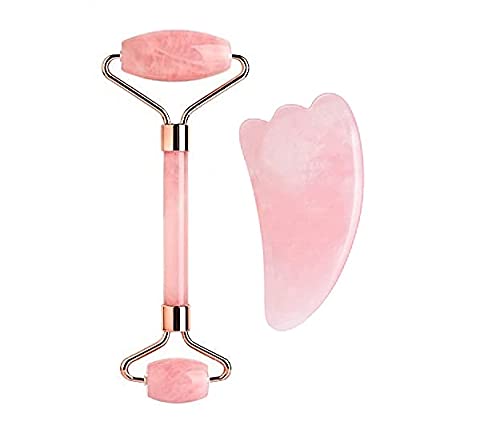 Sei Regina Jade Roller and Gua Sha Set - Anti Aging Rose Quartz Face Roller Massager & Guasha Tool for Face, Eye, Neck - Natural Beauty Skin Care Tools Body Muscle Relaxing Relieve Wrinkles - Image 1