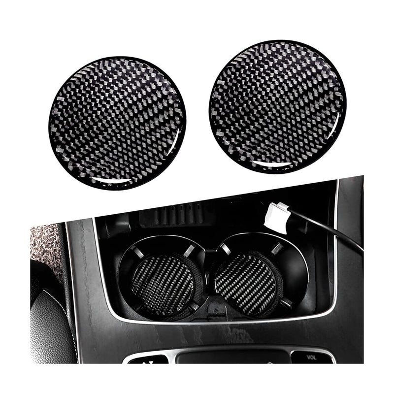BESULEN Car Cup Holder Coaster 2 PCS Carbon Fiber NonSlip Embedded Coasters Universal 275 Inch Cup Holder Insert Coaster Pad Sports Racing Durable Drink Mat Car Interior Accessories - Image 2