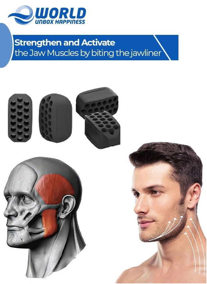 Set of 4 Jawline Exerciser and Double Chin Reducer Jawliner for Men and women