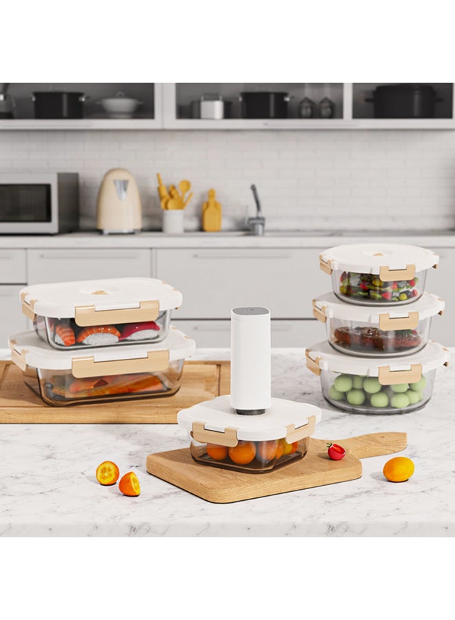 Electric Vacuum Glass Preservation Box Food Sealed Jar Food Lunch Box Lunch Box Can Be Heated In Microwave-Specifications:Rectangular Earrings 380ml High Borosilicate Glass-Color:As Shown In The Picture  - Image 4