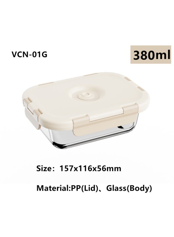 Electric Vacuum Glass Preservation Box Food Sealed Jar Food Lunch Box Lunch Box Can Be Heated In Microwave-Specifications:Rectangular Earrings 380ml High Borosilicate Glass-Color:As Shown In The Picture  - Image 1