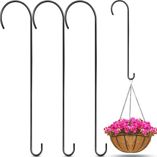 Leriton 3 Pack 24 Inch Large S Hooks for Hanging Plants Black Metal Plant Hanger Long Tree Hooks Plant Hooks Outdoor Hanging Hooks for Tree Branch Bird Feeder Basket Lantern Indoor Closet Garden - Image 1