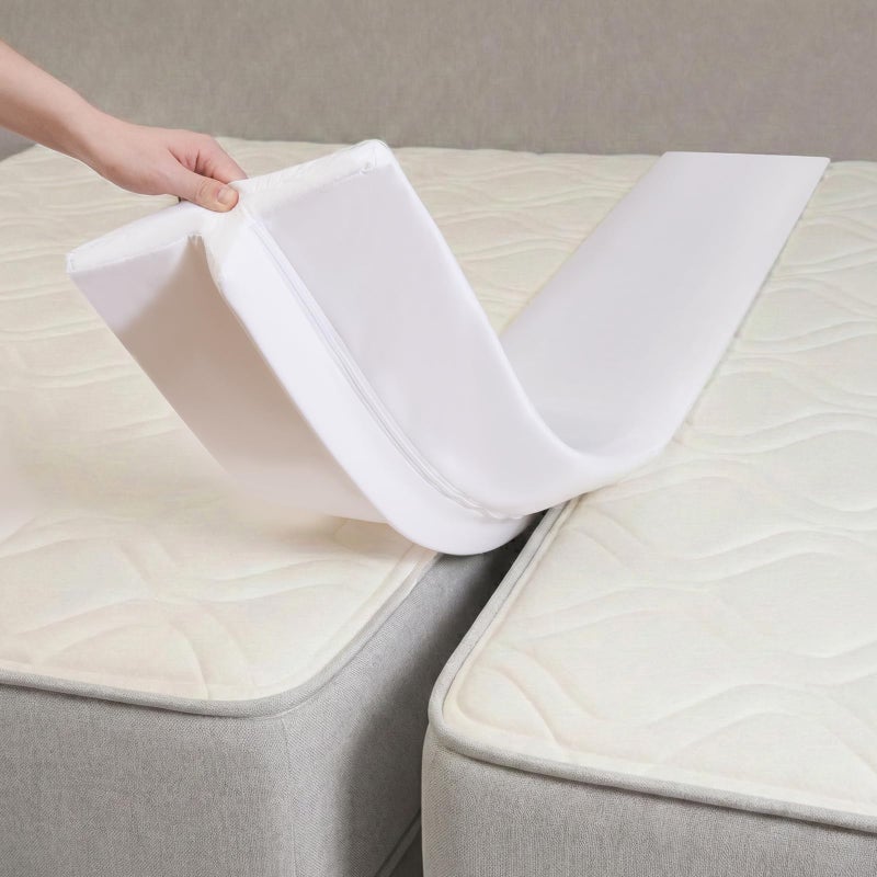 ENITYA Split King Gap Filler for Adjustable Bed, Twin to King Converter with Removable Washable Cover, Bed Bridge for Guest Stayover/Hotel/Family Room Vacation, Easy Install, White(75" L x 10" W) - Image 1
