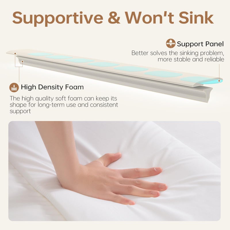 ENITYA Split King Gap Filler for Adjustable Bed, Twin to King Converter with Removable Washable Cover, Bed Bridge for Guest Stayover/Hotel/Family Room Vacation, Easy Install, White(75" L x 10" W) - Image 4