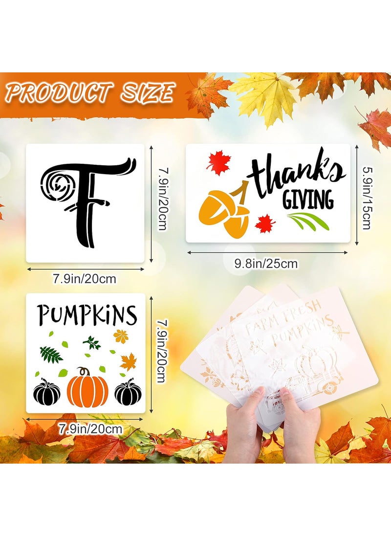 Outus - 20 Pieces Fall Thanksgiving Stencils Reusable Fall Painting Stencil Autumn Pumpkin Stencils Harvest Blessings Stencil for Home Farmhouse Decor DIY Crafts, 9.8 x 5.9 inch, 7.9 x 7.9 inch - Image 1