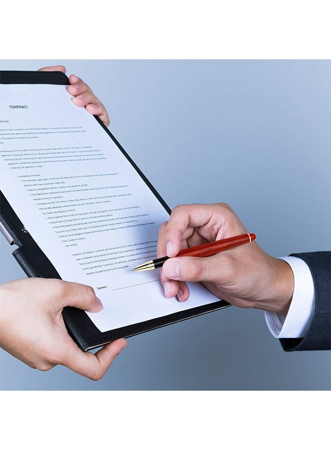 مجموعة أقلام حبر جاف فاخرة من خشب الورد - مجموعة أقلام هدايا أنيقة وفاخرة لمستلزمات المكاتب التنفيذية المميزة (أسود) - view 4