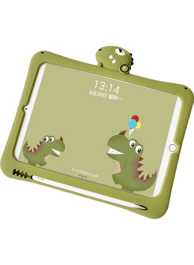 Sehan Shihan, Suitable For Ipad 9 Case, 10.2-Inch Model, Ipad 7/8 Generation, Children'S Skin-Friendly Soft Silicone, With Pencil Slot, Cartoon Cute Full Protection, Shockproof With Stand, Little Dinosaur Design - Image 2