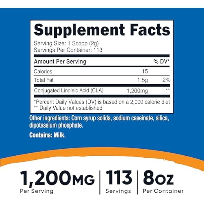 Nutricost CLA (Conjugated Linoleic Acid) 8oz (227g) Powder - Gluten Free, GMO Free CLA Supplement - Image 2