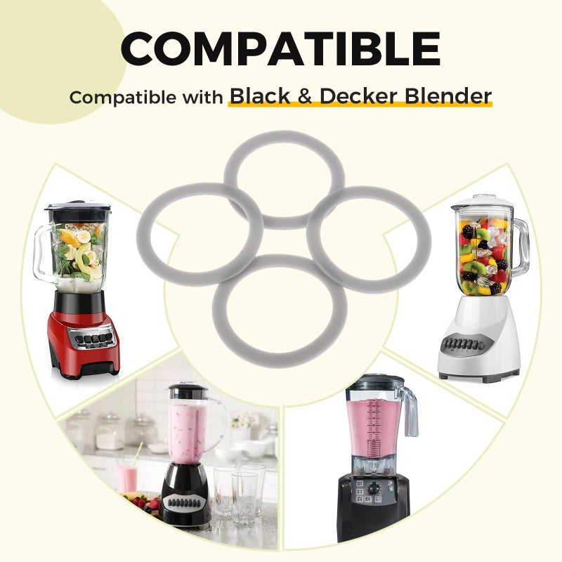 DRELD بديل لحلقة مطاطية لخلاط بلاك آند ديكر، استبدال 132812-07، متوافق مع خلاط بلاك آند ديكر BL1900 BL3900 BL4900 BL5000 BL5900 BL6000 (عبوة من 4) - Image 5