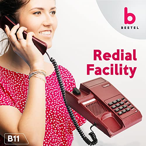 Beetel B11 Corded Landline Phone, Ringer Volume Control, LED for Ring Indication, Wall/Desk Mountable, Classic Design,Clear Call Quality,Mute/Pause/Flash/Redial Function (Made In India)(Dark Red)(B11) - Image 3