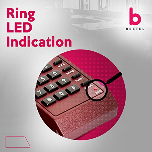 Beetel B11 Corded Landline Phone, Ringer Volume Control, LED for Ring Indication, Wall/Desk Mountable, Classic Design,Clear Call Quality,Mute/Pause/Flash/Redial Function (Made In India)(Dark Red)(B11) - Image 5