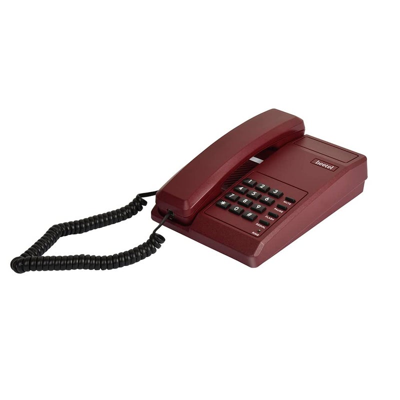 Beetel B11 Corded Landline Phone, Ringer Volume Control, LED for Ring Indication, Wall/Desk Mountable, Classic Design,Clear Call Quality,Mute/Pause/Flash/Redial Function (Made In India)(Dark Red)(B11) - Image 2
