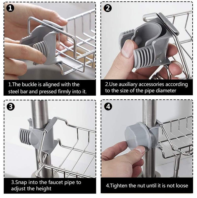 MorivaHomes Stainless Steel Adjusting Multifunctional Kitchen Sink Organizer Faucet Sponge Holder, Hanging Sink Organizer Caddy Rack,Towel Holder,Faucet Caddy for Bathroom - Image 4