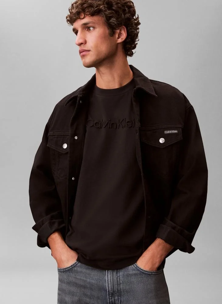 Calvin Klein  Textured Logo Crew Neck T-Shirt for Men | Best Price UAE