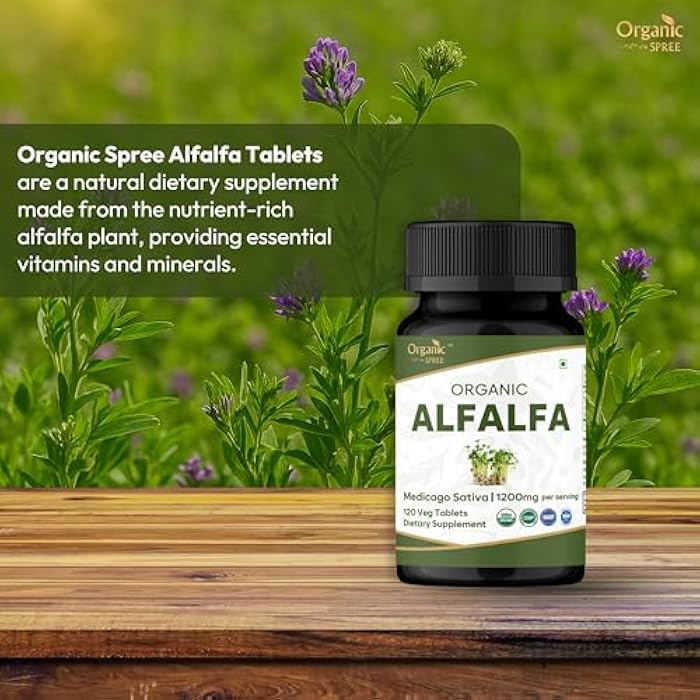 ORGANIC SPREE Alfalfa 120 Tablets | Medicago Sativa (Alfalfa) | USDA Organic Certified | Superfood Supplement with Vitamins and Minerals* | Dietary Supplement 120tab - Image 2