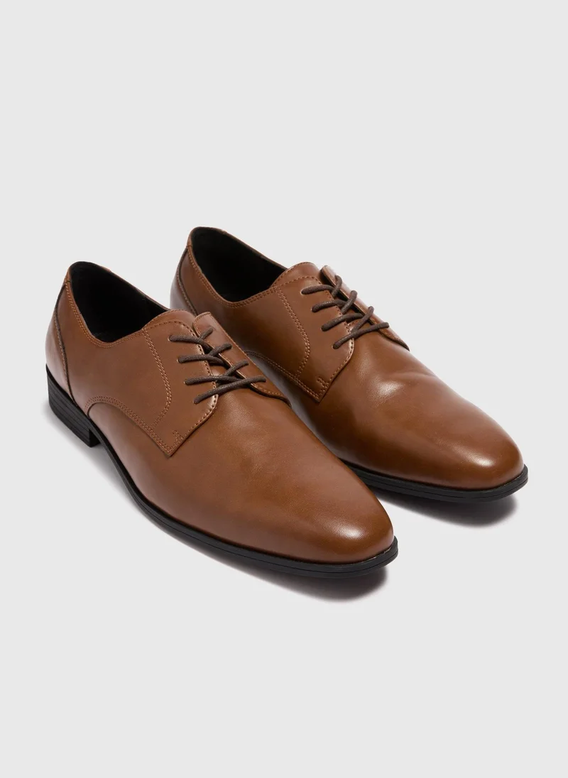 Matalan Tan Faux Leather Derby Shoes