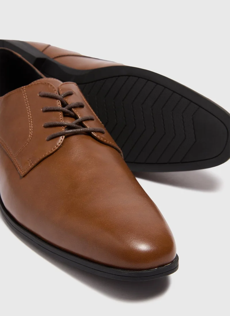 Matalan Tan Faux Leather Derby Shoes