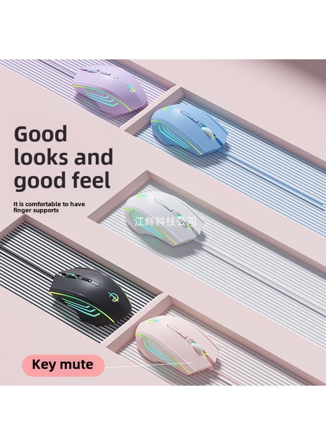 Mouse Wired E-sports Game Mute Silent Mechanical Business Office Notebook Desktop Computer Universal-Color:Upgraded Version 7-key-rgb Light-3200dpi-snow White - Image 3