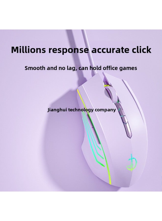 Mouse Wired E-sports Game Mute Silent Mechanical Business Office Notebook Desktop Computer Universal-Color:Upgraded Version 7-key-rgb Light-3200dpi-snow White - Image 4
