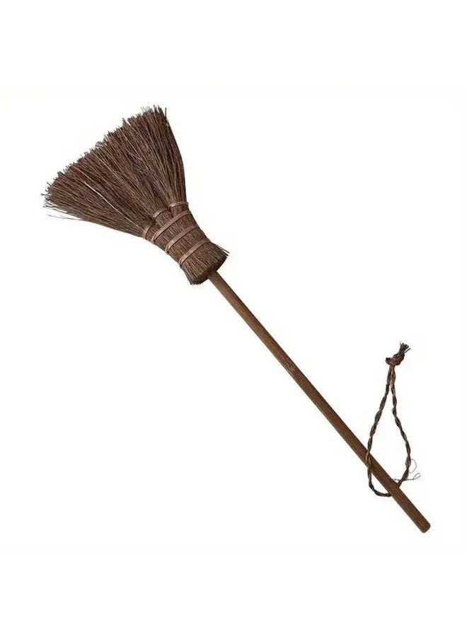 Mini Wooden Broom Brown Bristles Portable Cleaner Hard Floors Reusable No Electricity Ideal Home Car Use 1pc - Image 5
