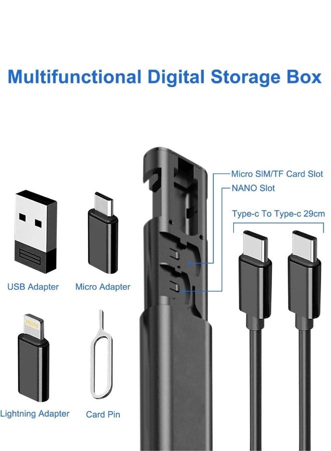 Multi USB Charging Adapter Kit, USB C to Lightn-ing & Micro USB Converter Set, 60W Charging & Data Transfer Cable Set with SIM Tray Eject Tool, Black - Image 2