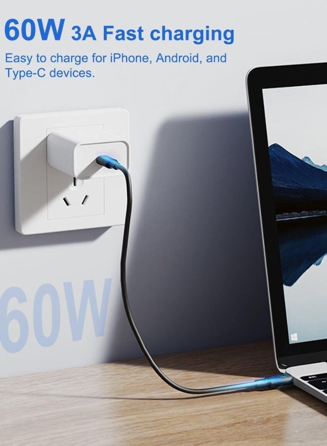 Multi USB Charging Adapter Kit, USB C to Lightn-ing & Micro USB Converter Set, 60W Charging & Data Transfer Cable Set with SIM Tray Eject Tool, Black - Image 3