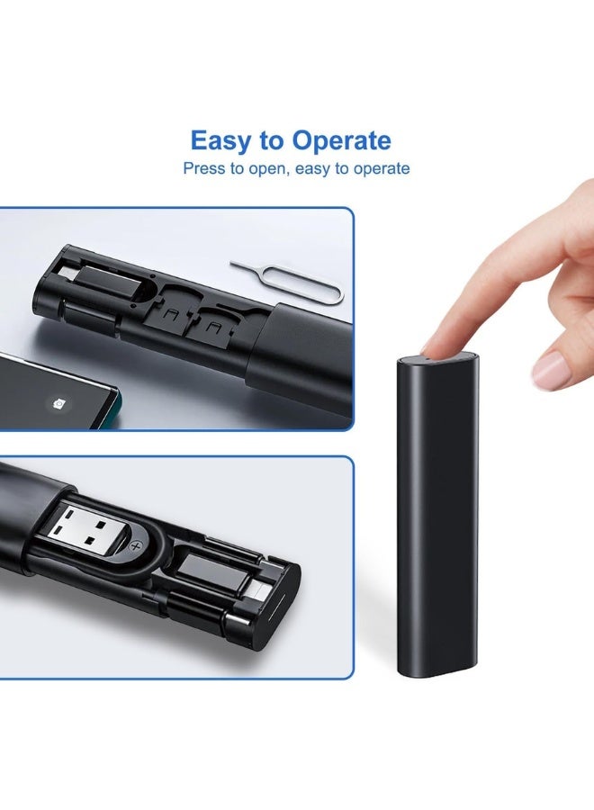 Multi USB Charging Adapter Kit, USB C to Lightn-ing & Micro USB Converter Set, 60W Charging & Data Transfer Cable Set with SIM Tray Eject Tool, Black - Image 4