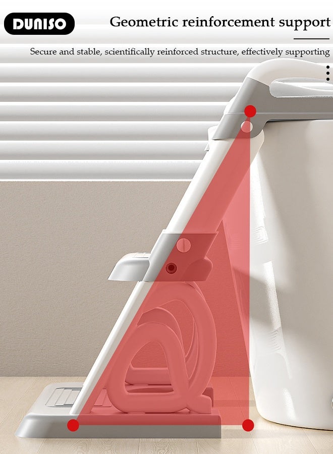 DUNISO Baby Potty Training Seat with Ladder for Western Toilets - PVC Soft Cushioned Seat, Adjustable Splash Guard & Handle for Toddlers 2-5 Years - Image 3