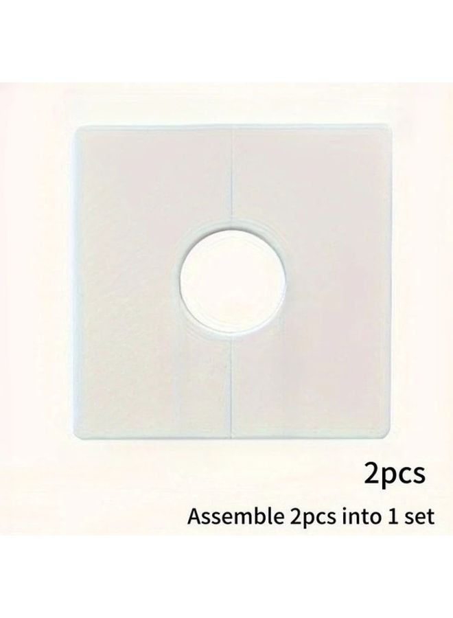 Square Plumbing Cover Plate 2pcs Self Adhesive ABS Plastic Wall Flange No Electricity Needed - Image 1