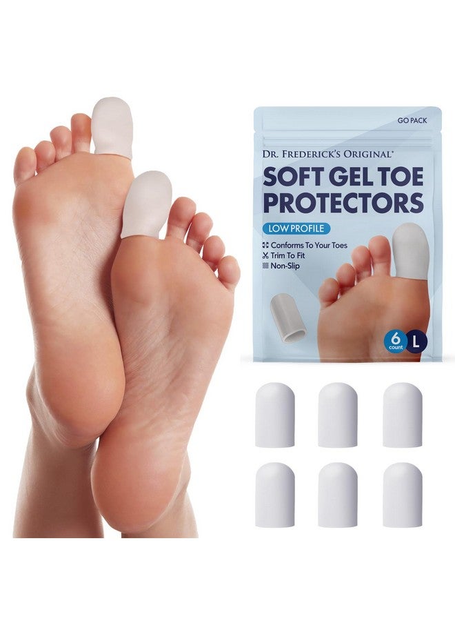 Dr. Frederick's Original Soft Gel Toe Protectors for Men & Women - 6 ct - Toe Caps for Foot Pain Relief - Sleeves for Ingrown Toenails, Corns, Calluses, and Blisters - Large - White - Image 1