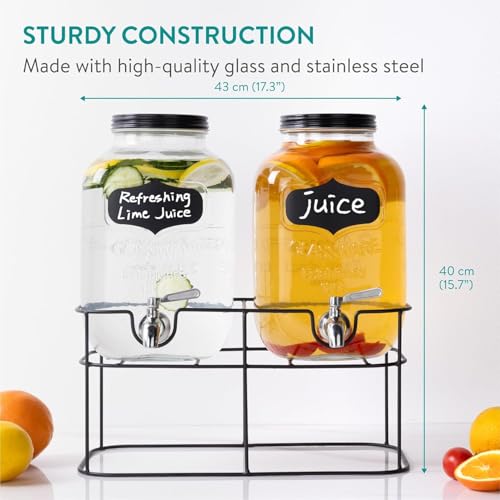 LVOOK 2-Piece Imported Glass Pitcher Set with Stand – 3L Each, Beverage Dispenser for Beer, Juice & Water – Cold Drink Server for Parties & Home - Image 4