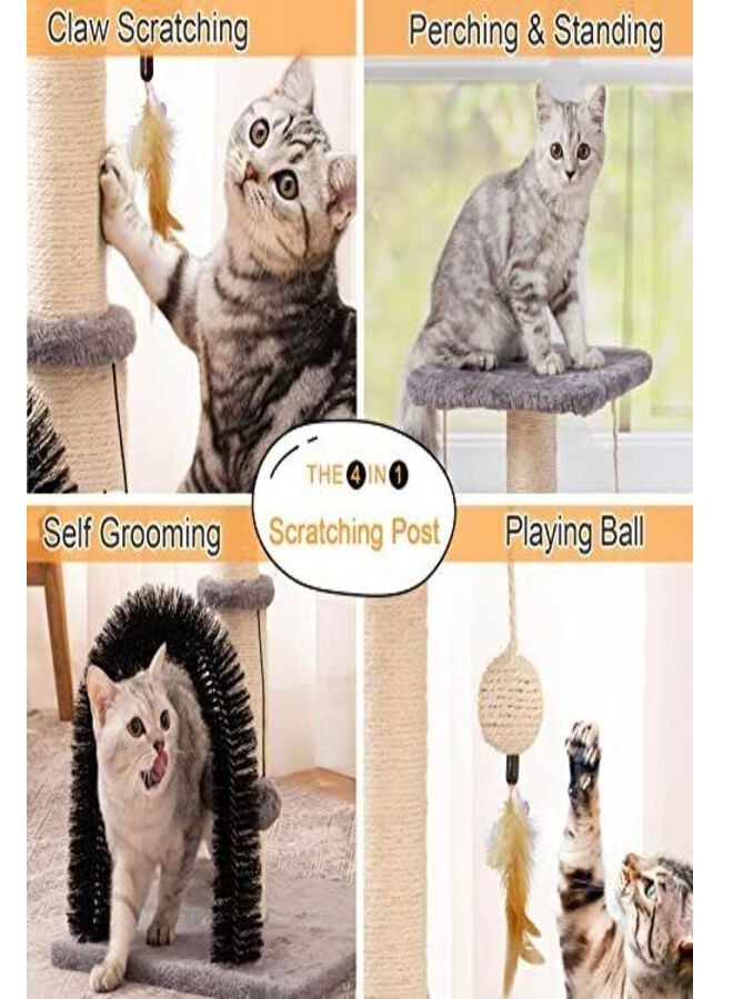 Altheqa Cat Scratcher with Arch Cat Self scratch post with brush Grey - Image 4