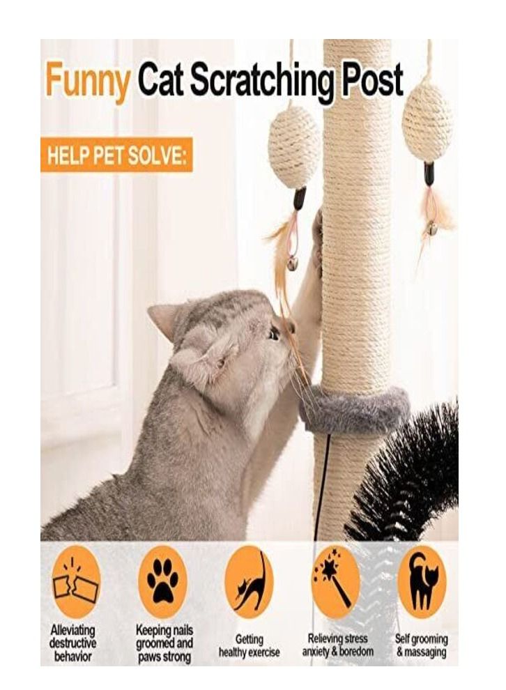 Altheqa Cat Scratcher with Arch Cat Self scratch post with brush Grey - Image 2