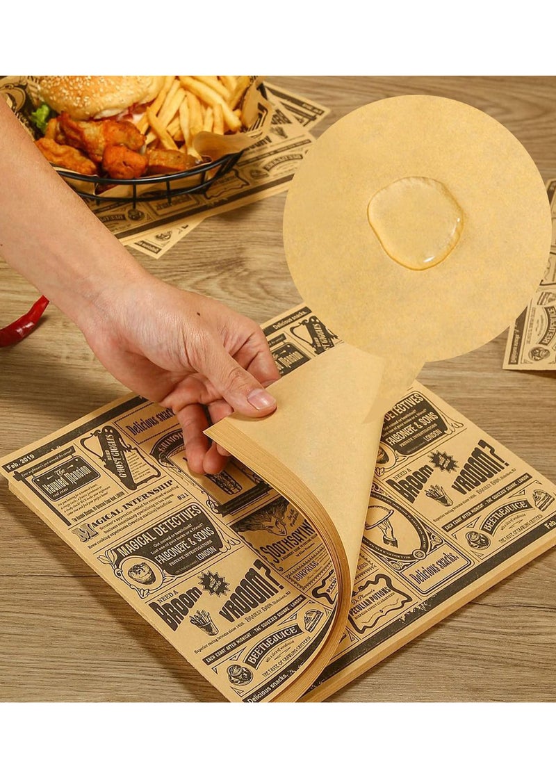 Excefore 200 Piece Parchment Paper Wax Paper Sheets Sandwich Wrapping Paper Square Baking Parchments Wrapping Tissue Greaseproof Non-Stick Packaging Paper For Picnic Party Restaurants  - Image 3